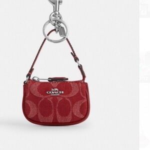 Coach Signature Red Keychain Bag